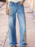 Women's High-Waisted Light Wash Stretch Straight Jeans Machine Washable Casual Pants Multi-Color S-XXL