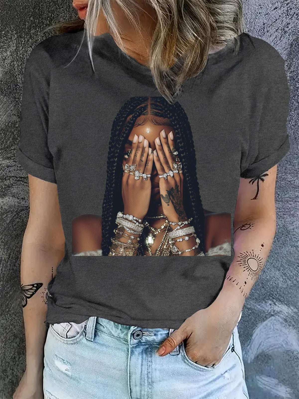 Fashionable Print Crew Neck T-Shirt for Women - Lightweight Breathable Polyester Casual Short Sleeve Tee Spring Summer Everyday Wear