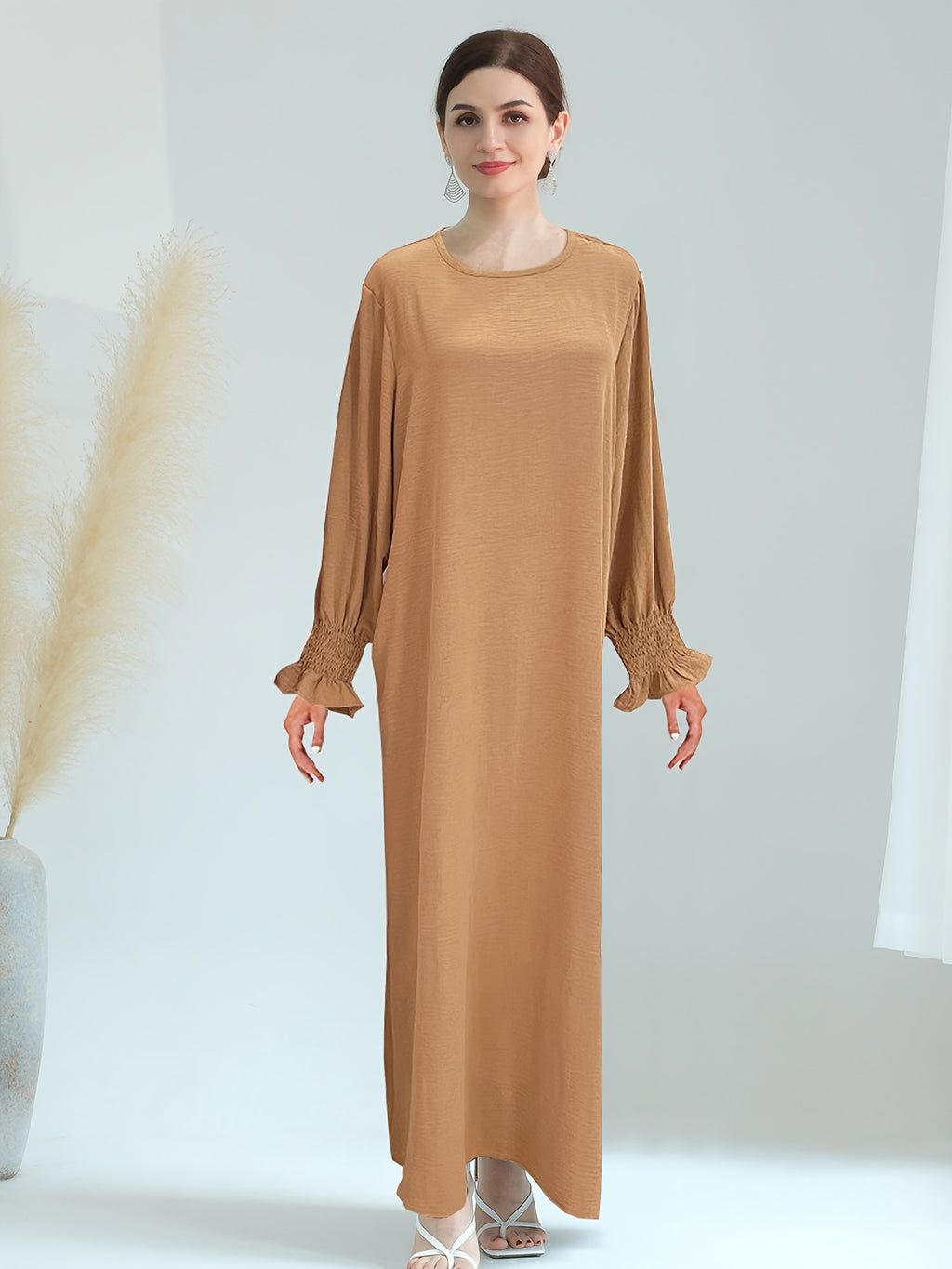 Soft Crepe Abaya with Pocket Muslim Women Prayer Abaya Solid Color Woven Fabric Modest Dress Sizes S M L Multiple Colors Everyday Wear