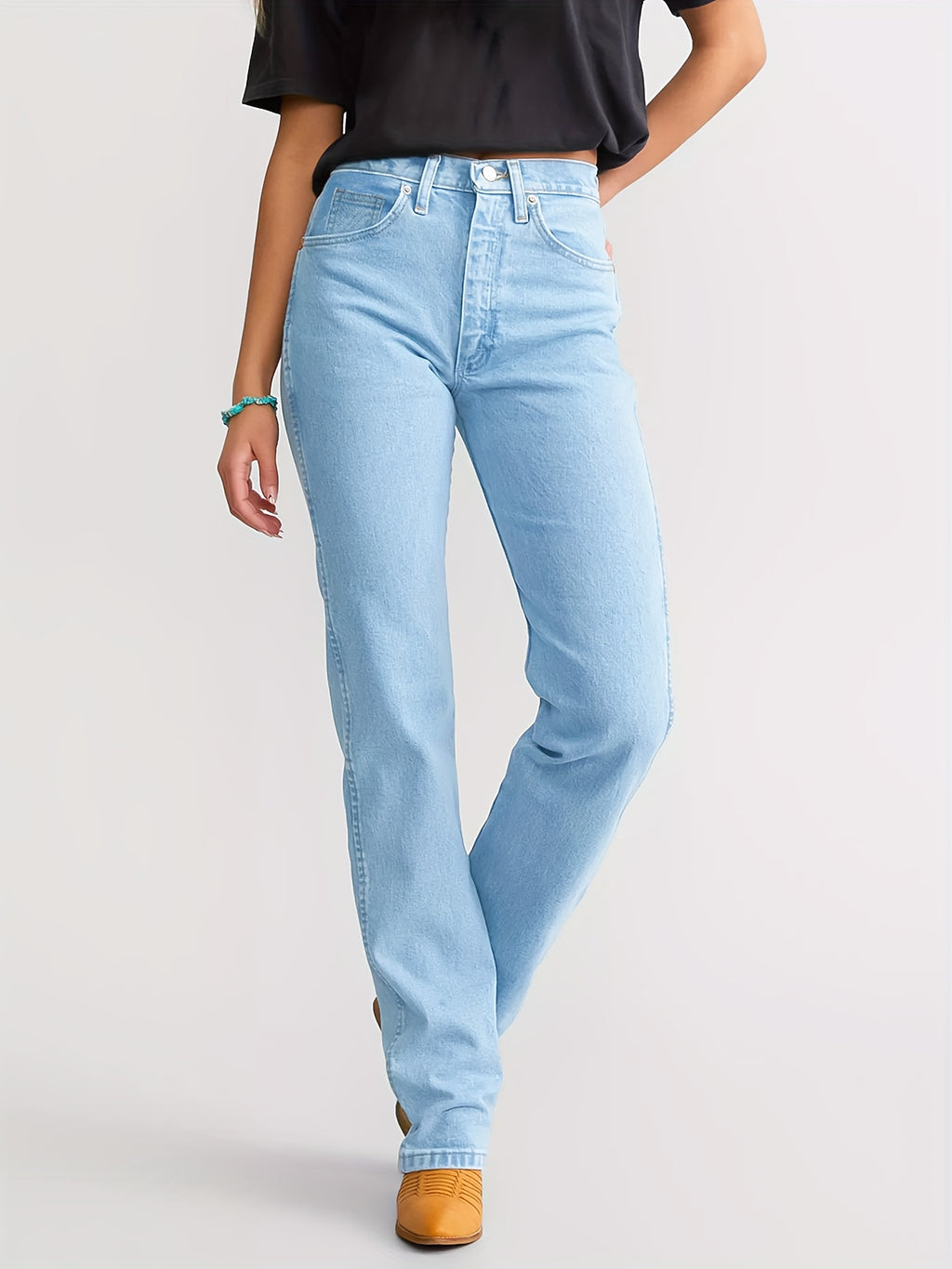 Straight Leg Blue Jeans for Women Classic Retro Casual High Waist Denim Pants Niche Style All-Season Versatile S-XXL