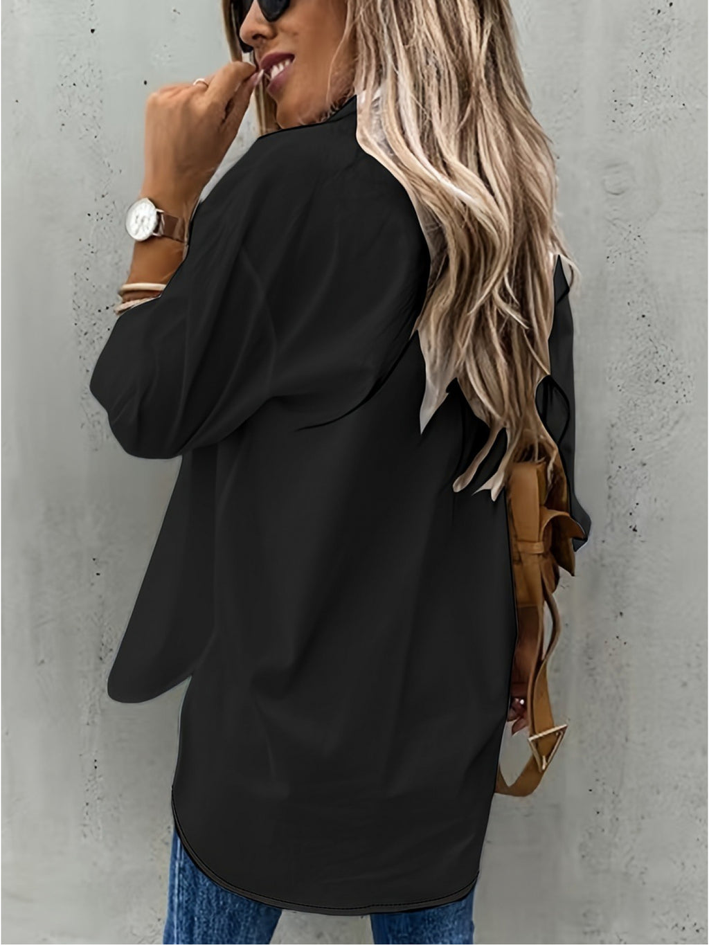 Lapel Collar Button Shirt Women Long Sleeve Relaxed Fit Blouse Versatile Top | Mira Roam