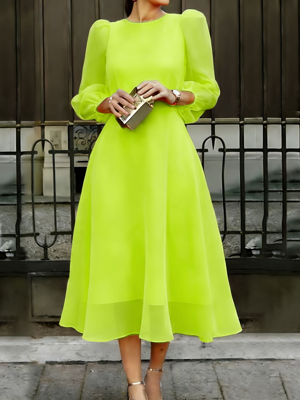 Floral Print Chiffon Maxi Dress Women Ombre Gradient Long Sleeve Back Zipper Flowy Wedding Guest Party Dress