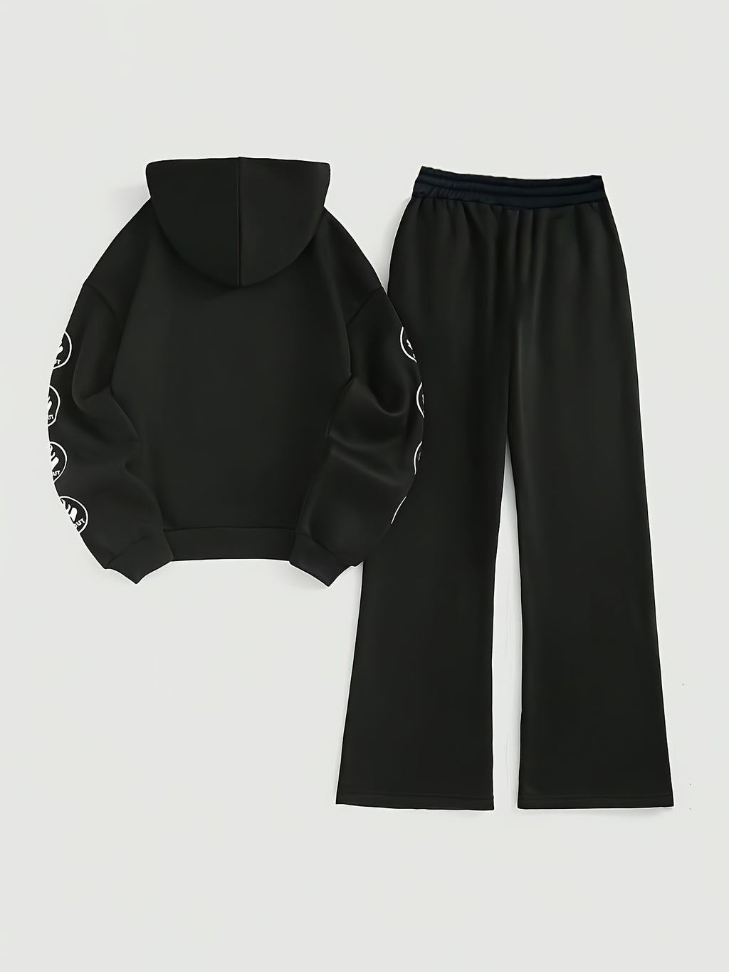 Hoodie Sweatpants Set Women Focused Growth Print Pullover Tracksuit 95% Polyester 250g Lace-Up Detail Casual Jogger Lounge Set S-XXL