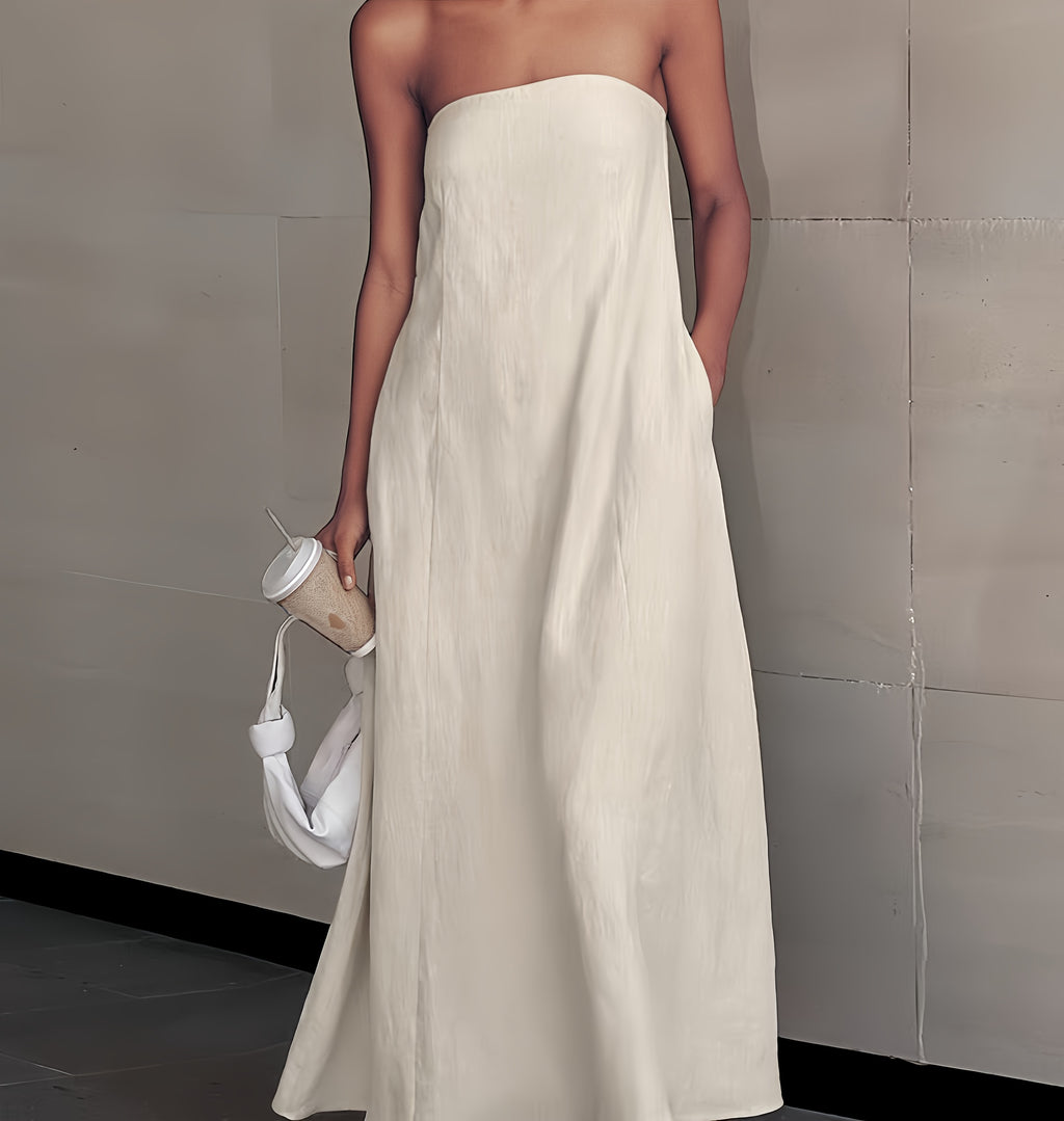 Women's Linen Beach Sundress Backless Sleeveless Wrap High Waist A-Line Flowy Casual Summer Vacation Dress