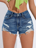 Distressed Street Style Denim Shorts Women Stretchy Breathable Casual Beach Vacation Shopping Daily Wear Street Snap Trendy Jean Shorts