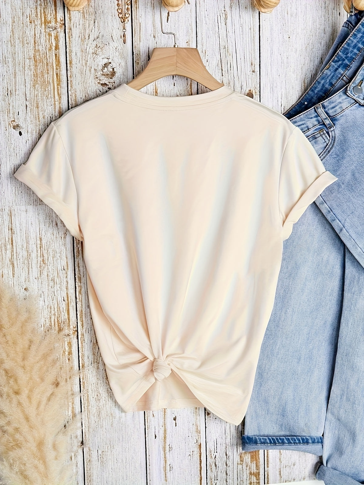 Alphabet Position Print Loose Fit T-Shirt Women Crew Neck Short Sleeve Casual Summer Tee Stretch Knit Top Dark Gray White Apricot S-XXL