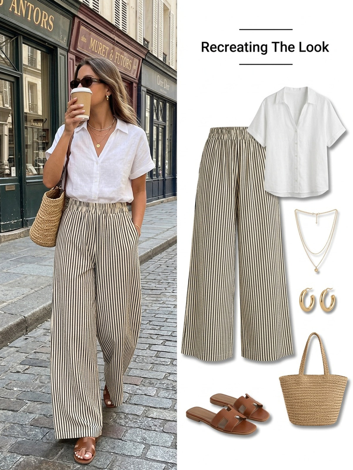 Striped Wide Leg Pants Women Elastic Waist Vertical Stripe Casual Trousers Comfortable Year Round Wear Machine Washable