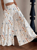 Floral Print High Waist Wide Leg Pants Women Loose Flowy Lightweight Straight Long Trousers Versatile Casual Spring Summer