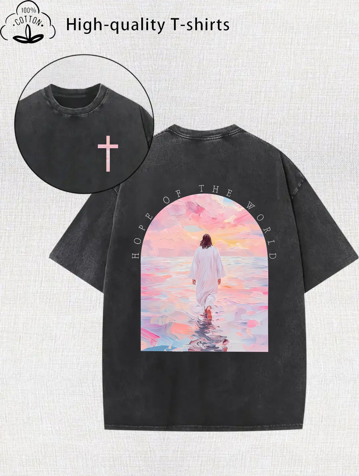 Women's Retro Washed Graphic T-Shirt Loose Fit Crew Neck Short Sleeve Casual Street Style S-XXL