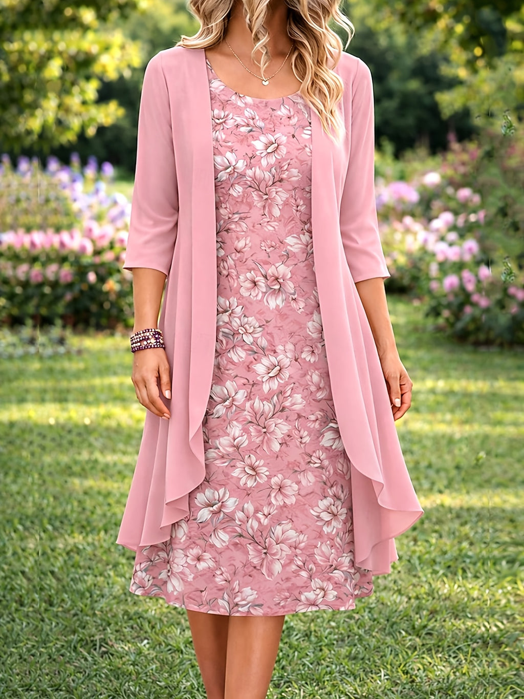 Women's 2-Piece Chiffon Dress Set Elegant Matching Top & Skirt Spring Summer Casual to Evening Wear