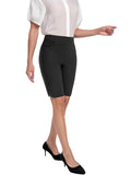 Women's Tulip Hem Pull-On Shorts Super Stretchy Work Casual Dress-Style Short Pants with Front Pockets Solid Color S-XXL