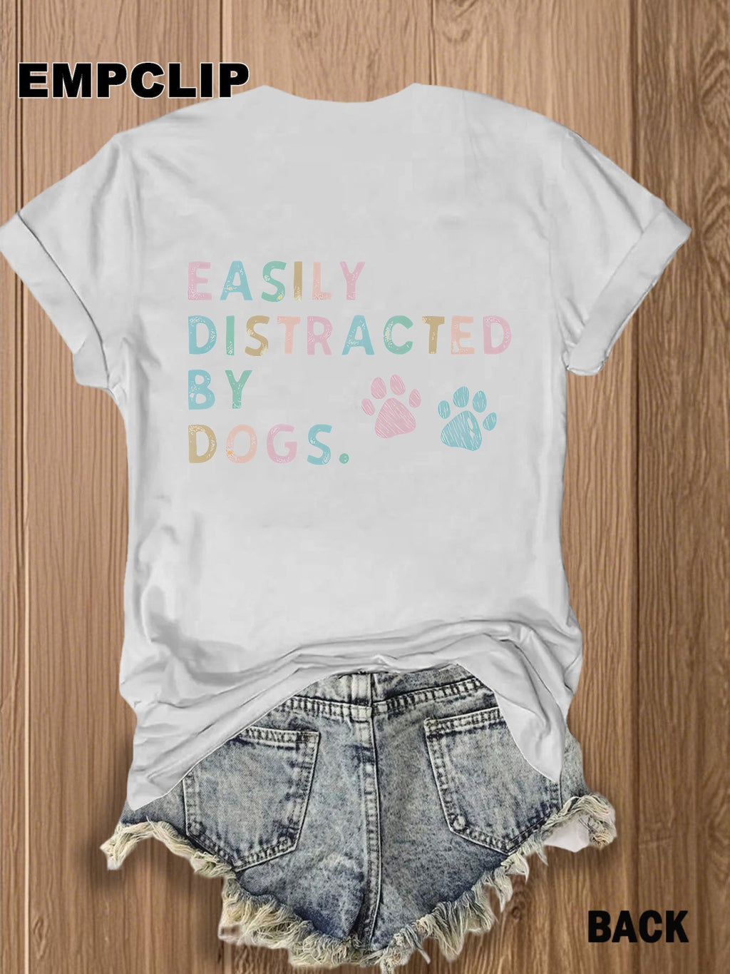 Dog Lover T-Shirt Easily Distracted by Dogs Paw Print Graphic Tee Women Short Sleeve Crew Neck Casual Summer Top Pet Owner Gift Burgundy White Apricot Red