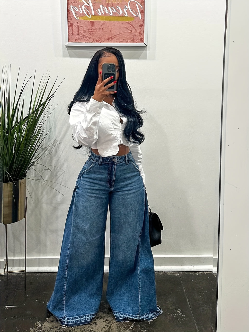 Wide Leg Jeans Women High Waist Flared Denim Pants Baggy Loose Fit Frayed Raw Hem Casual Streetwear All-Season S-XXL