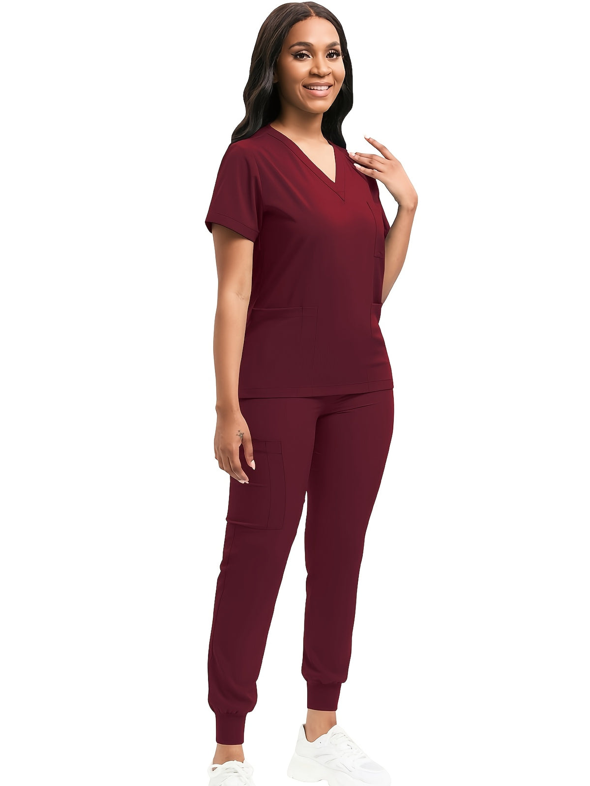 Women Scrub Set V-Neck Top & Jogger Pants 2pcs Nursing Uniform Suit Workwear for Hospital Dental Clinic Pet Clinic | Mira Roam