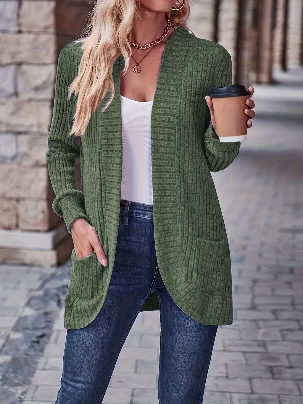 Cardigan Collar Loose Blouse Women Knit Pocket Long Sleeve Solid Color Casual Elegant Top 10 Colors Stretch Everyday Wear S-XXL