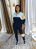 Lapel Crew Neck Sweatsuit Set for Women – Half-Zip Long Sleeve Sweatshirt & Sweatpants 2-Piece Casual Outfit, Solid Color Fall Winter Loungewear