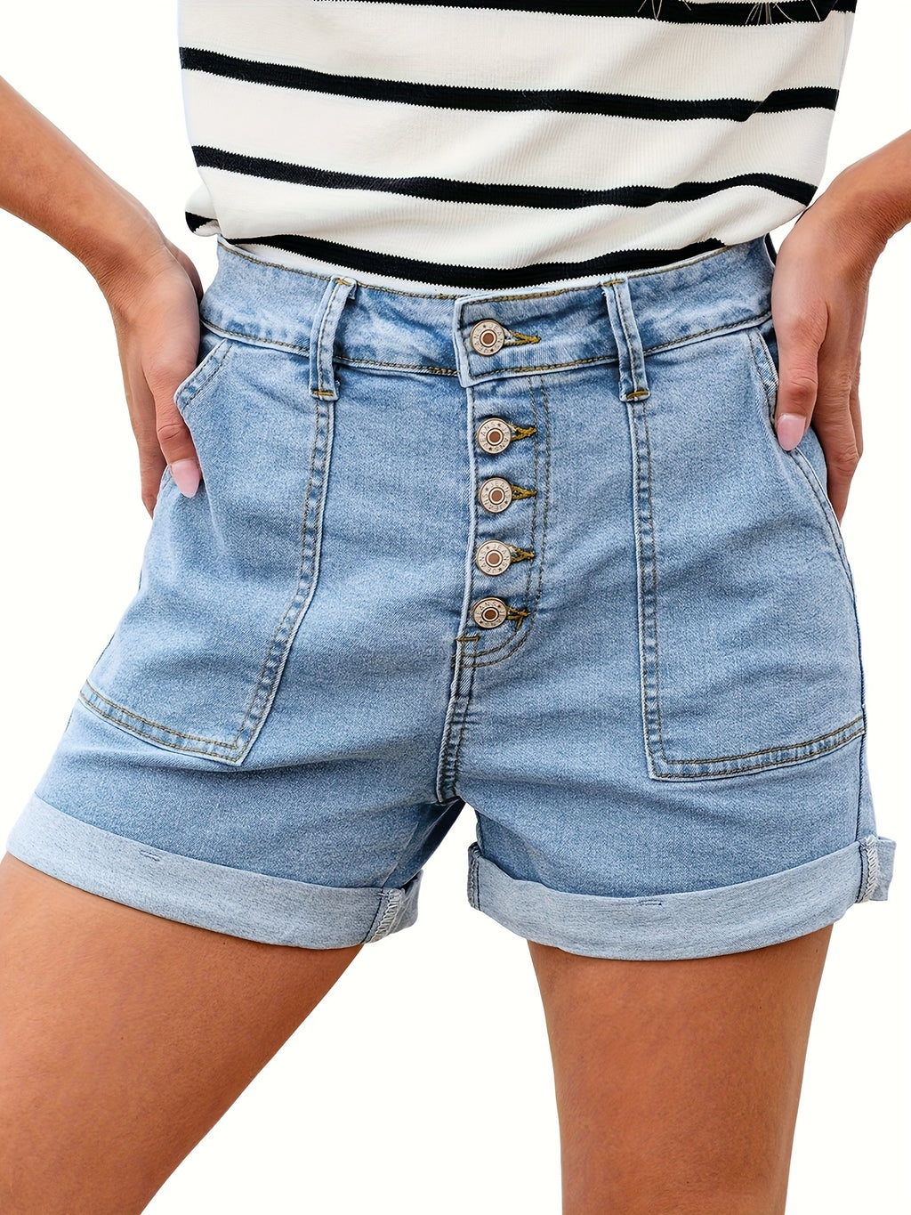 High Waist Stretch Denim Shorts Women Slim Fit Vintage Casual Summer Jean Shorts Multi-Color XS-XXL