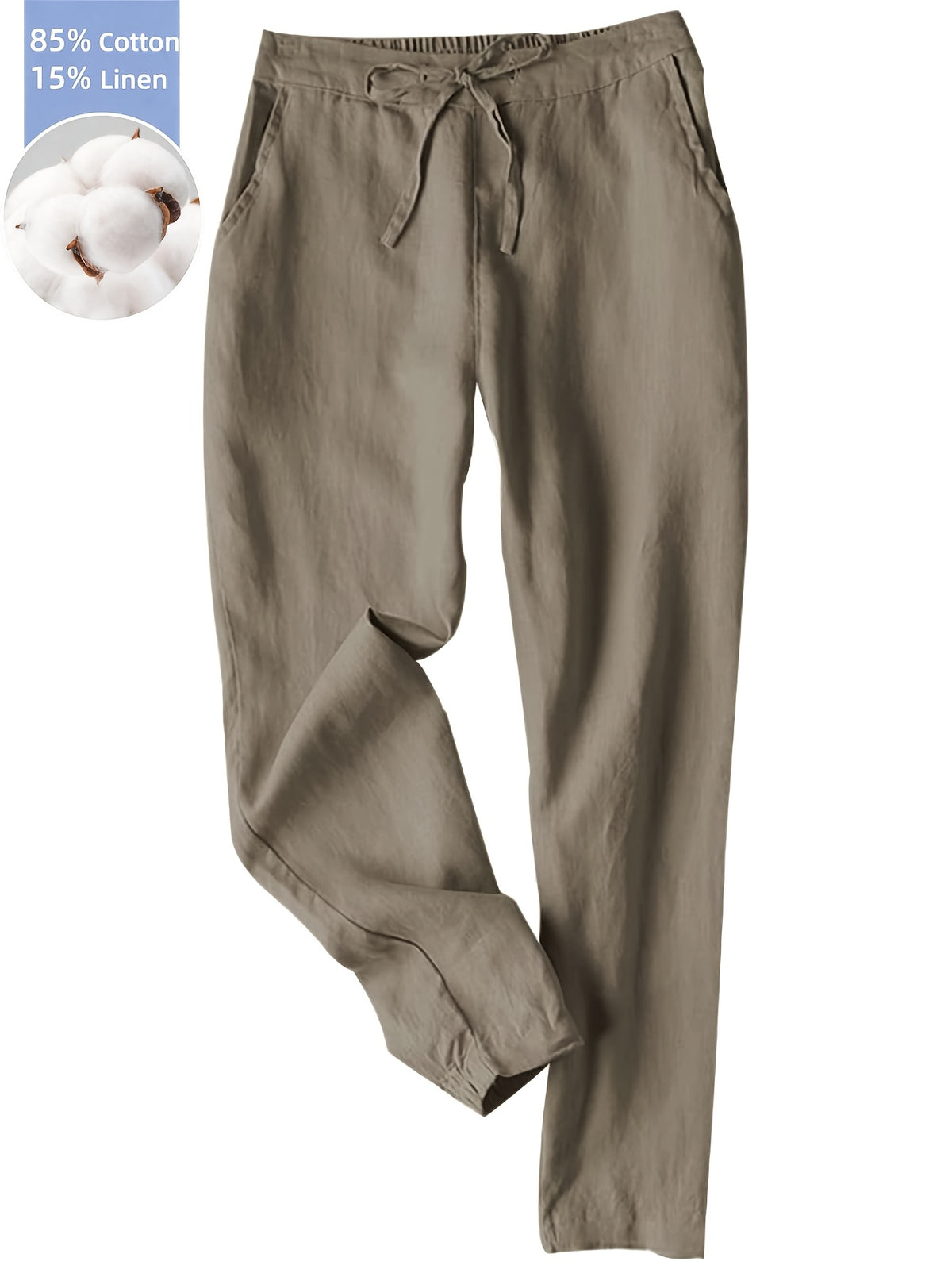 Women's Linen Pants Wide Leg Drawstring High Waist Beach Palazzo Pants | Casual Boho Vacation Trousers Summer