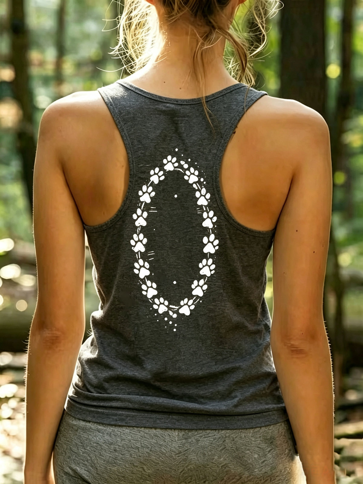 Paw Print Tank Top Women U Neck Heart Print Casual Spring Summer Sleeveless Top S-XXL