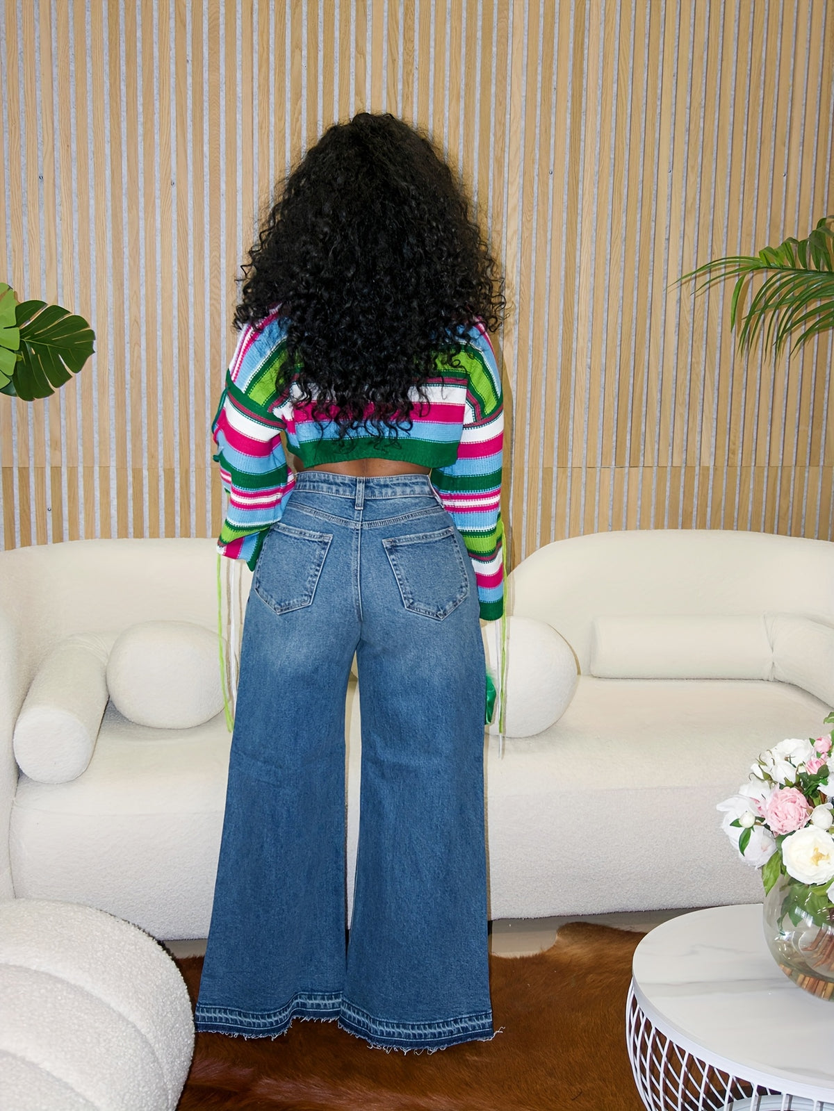 Wide Leg Jeans Women High Waist Flared Denim Pants Baggy Loose Fit Frayed Raw Hem Casual Streetwear All-Season S-XXL