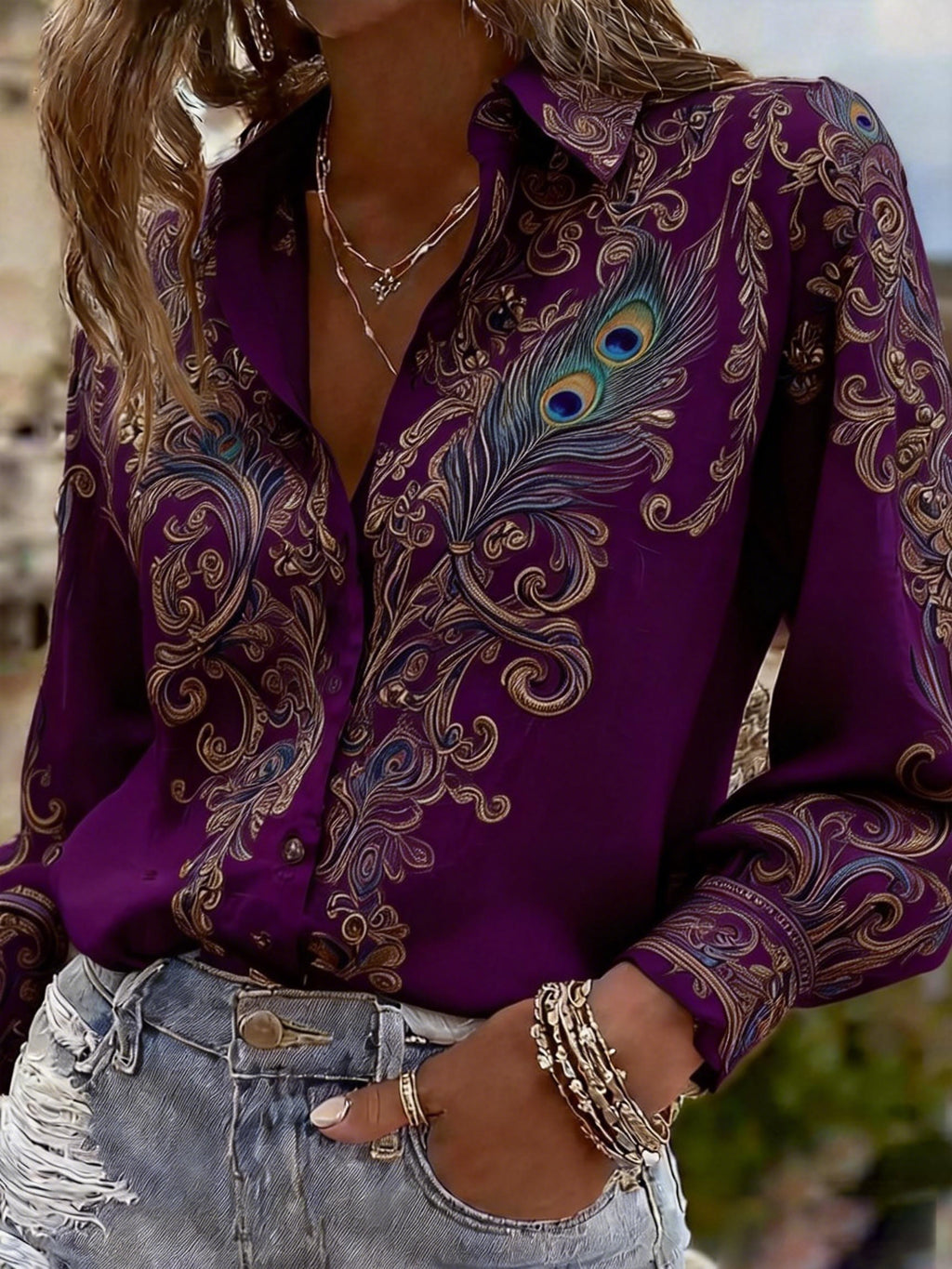 Peacock Print Casual Loose Dress Women Multicolor | Boho Flowy Style | S-XXL Multiple Colors