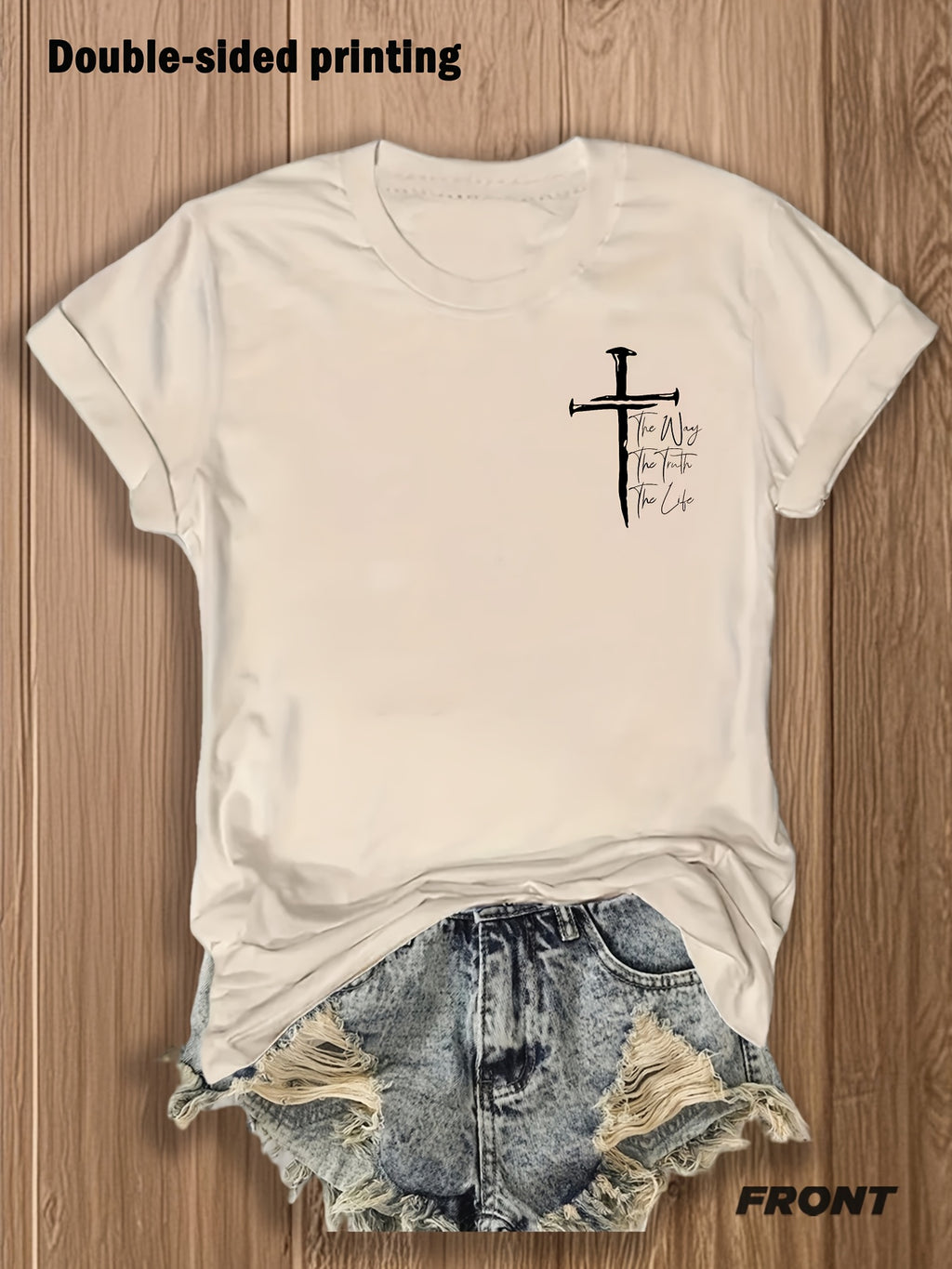 Christian Cross Graphic Tee Women Faith Inspirational T-Shirt Patriotic Religious Casual Tops