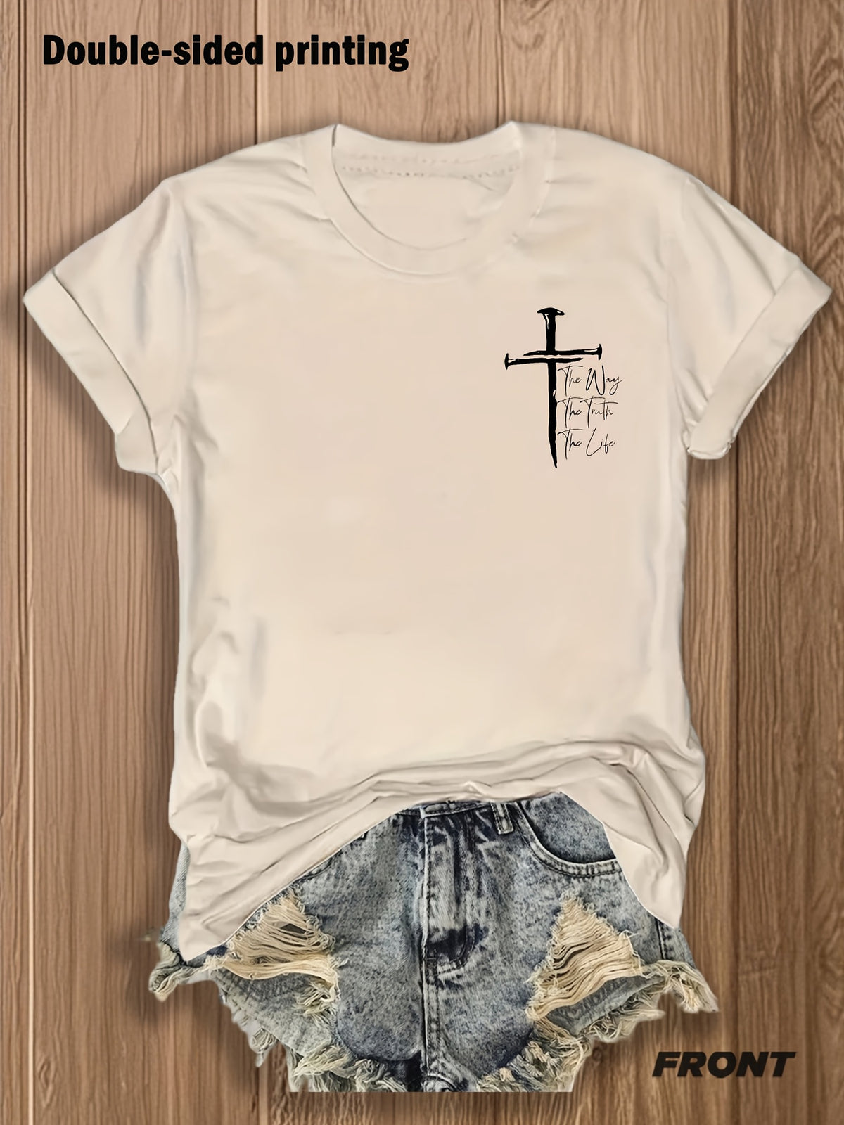 Christian Cross Graphic Tee Women Faith Inspirational T-Shirt Patriotic Religious Casual Tops