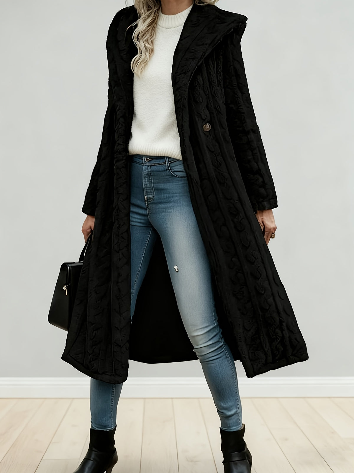 Women's Ribbed Knit Longline Cardigan Button-Up Open Front Long Coat Spring Autumn S-L