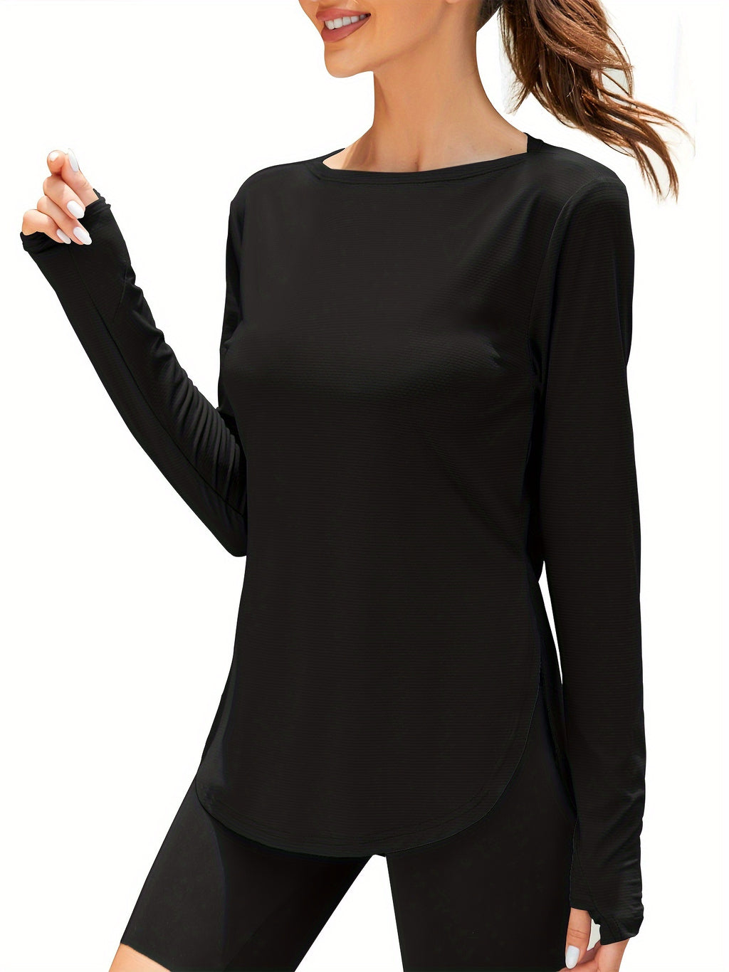 UPF 50+ Long Sleeve Shirt Women Lightweight Sun Protection Workout Athletic Outdoor Running Top Quick Dry S M L XL XXL