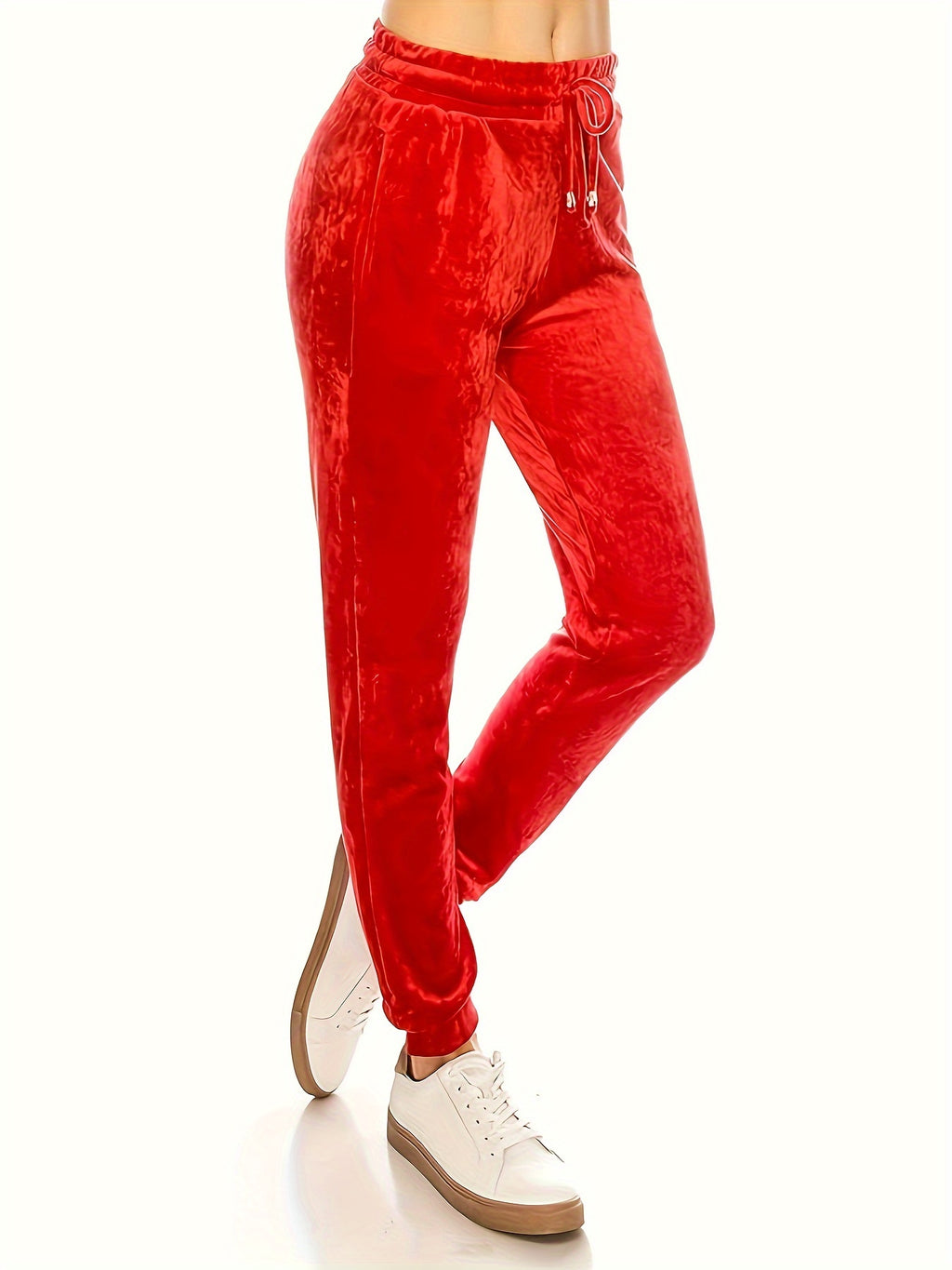 Velvet Jogger Pants for Women – Super Soft Warm Fall Winter Yoga Leggings, 92% Polyester High Stretch Drawstring Waist, Casual Cropped, 3 Colors S-XL