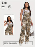 Camouflage Cargo Overalls Women Adjustable Length Denim Bib Pants Casual Pockets Spring Fall Street Style S-XXL
