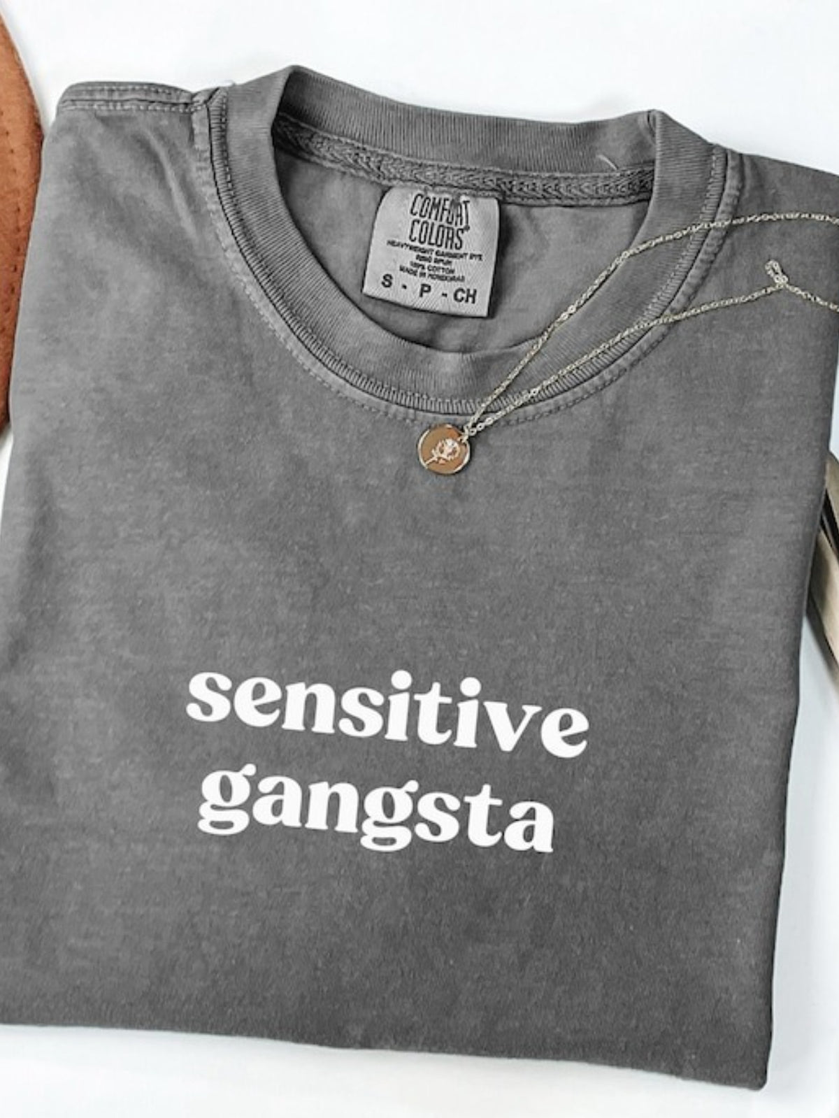 Sensitive Gang Slogan Graphic Tee for Women - Brown Crew Neck Short Sleeve Loose Fit Casual Street Style T-Shirt, Soft Machine Washable Spring Summer Fall S-XXL