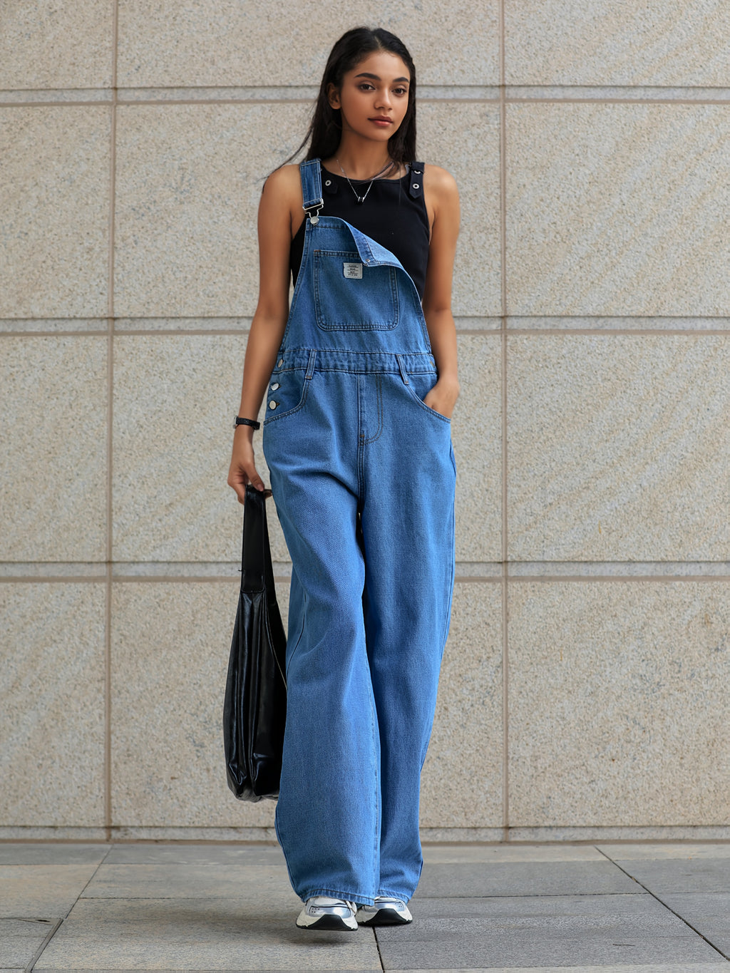 Leopard Print Denim Jumpsuit Women Multi-Pocket Loose Wide-Leg Retro Straight Leg One-Piece All Seasons S-XXL