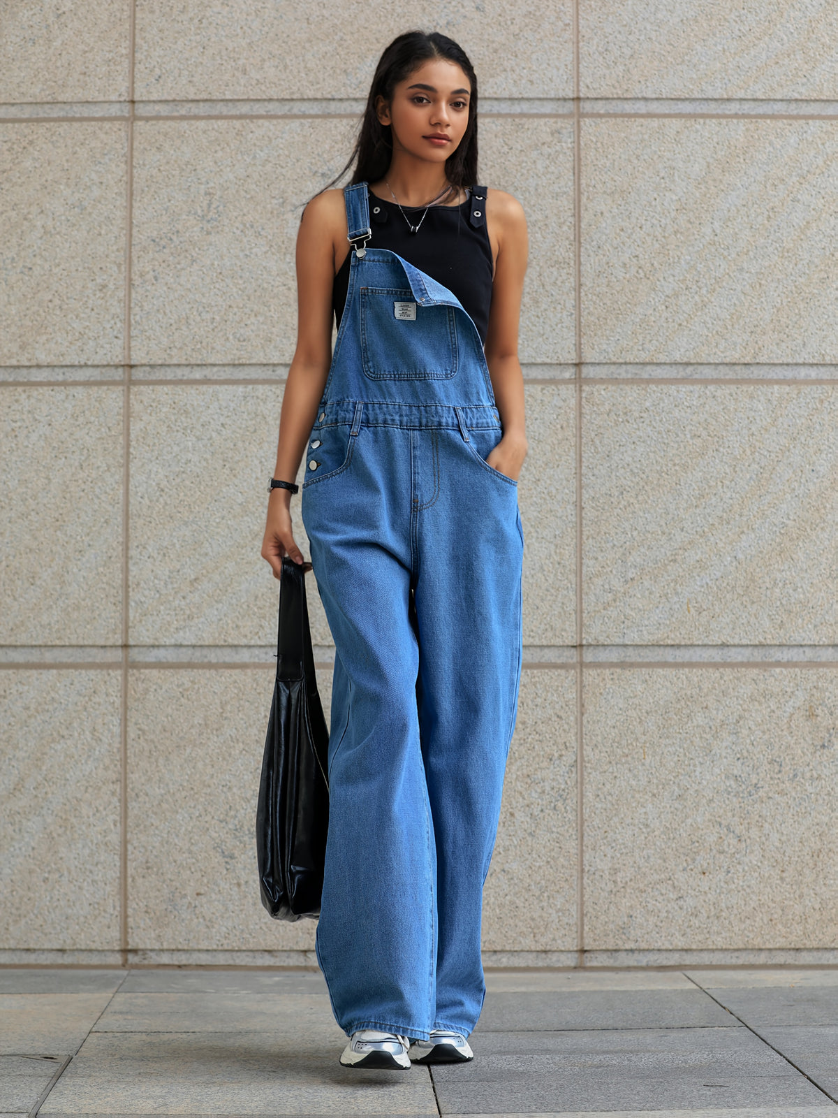 Leopard Print Denim Jumpsuit Women Multi-Pocket Loose Wide-Leg Retro Straight Leg One-Piece All Seasons S-XXL