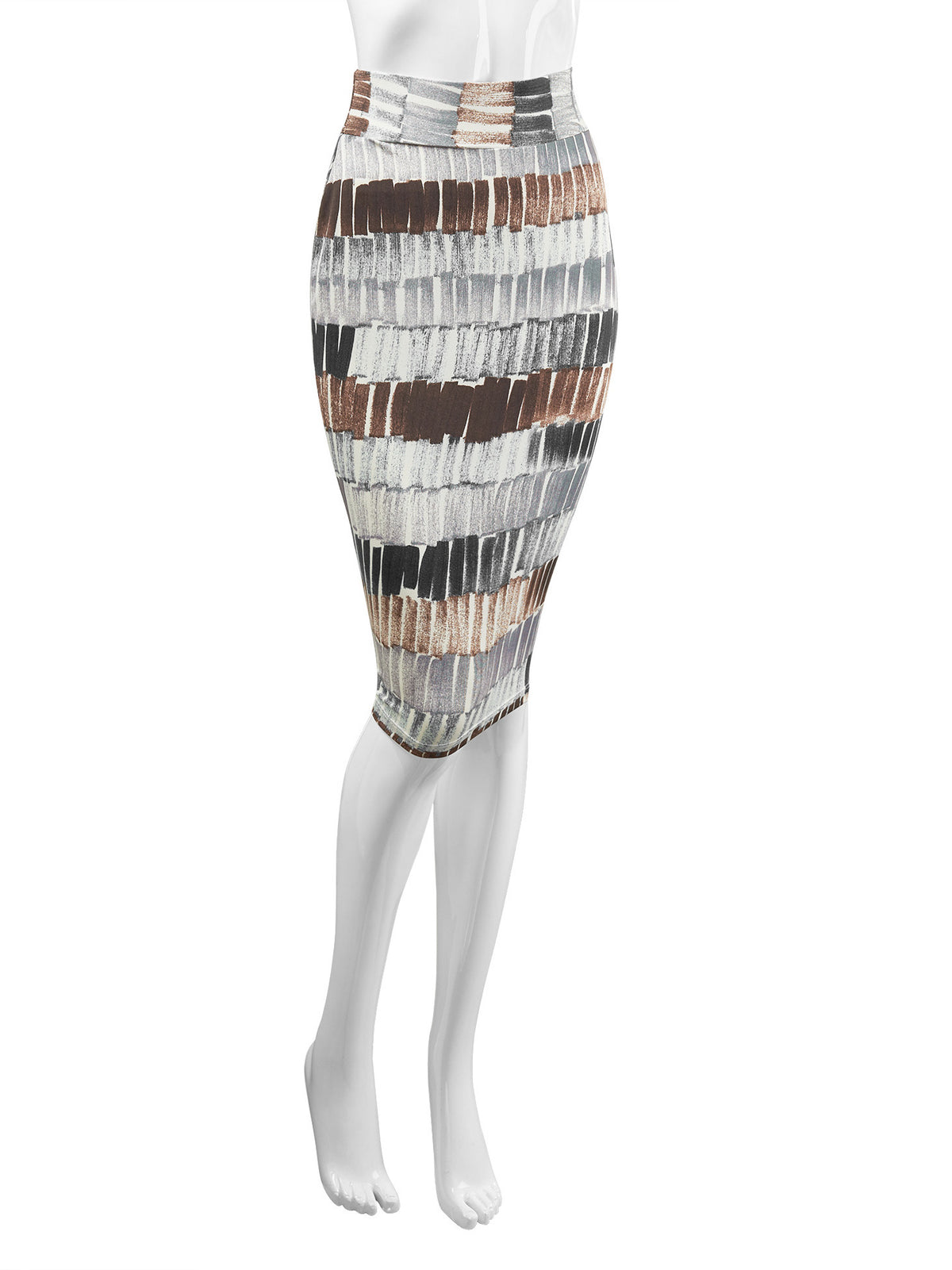 Women Color Block Pencil Skirt Elastic Waist Knee Length Stretchy Bodycon Office Casual Wine Black Brown S-XXL