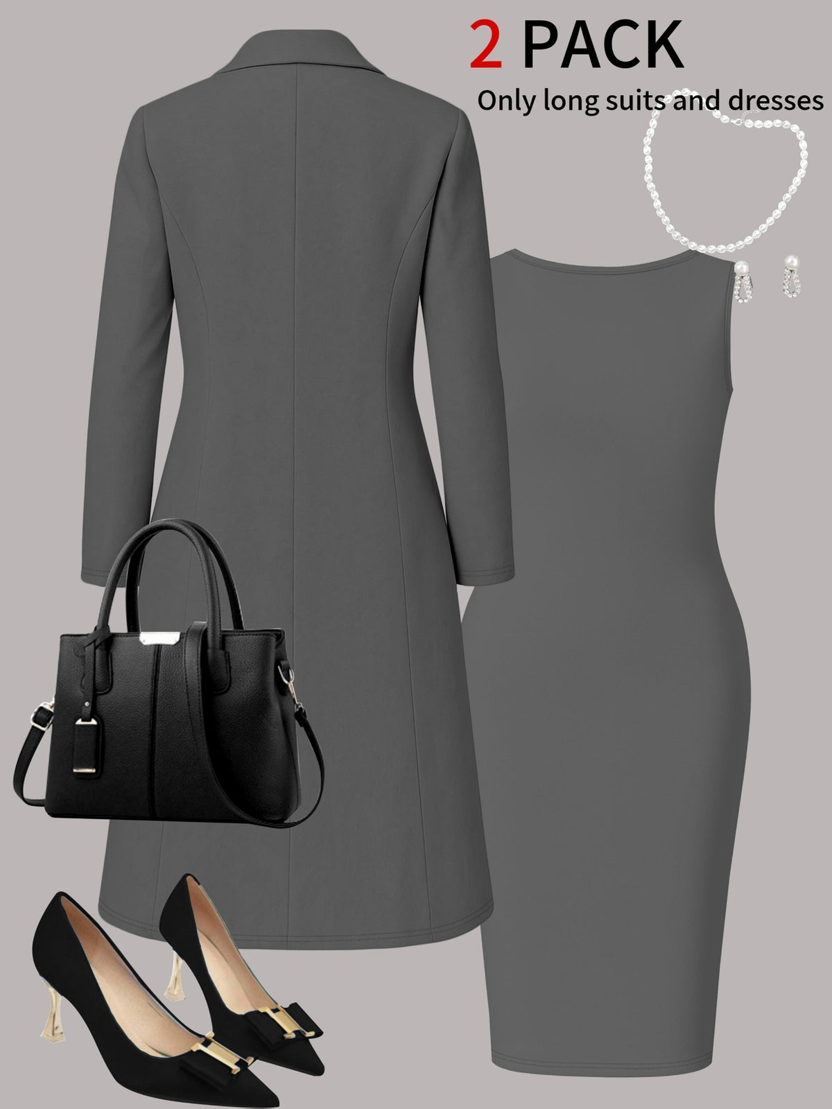 2 Piece Set Women Solid Color Long Sleeve Button Shirt + Sleeveless Dress Elegant Commute Office Lady Outfit S-XXL