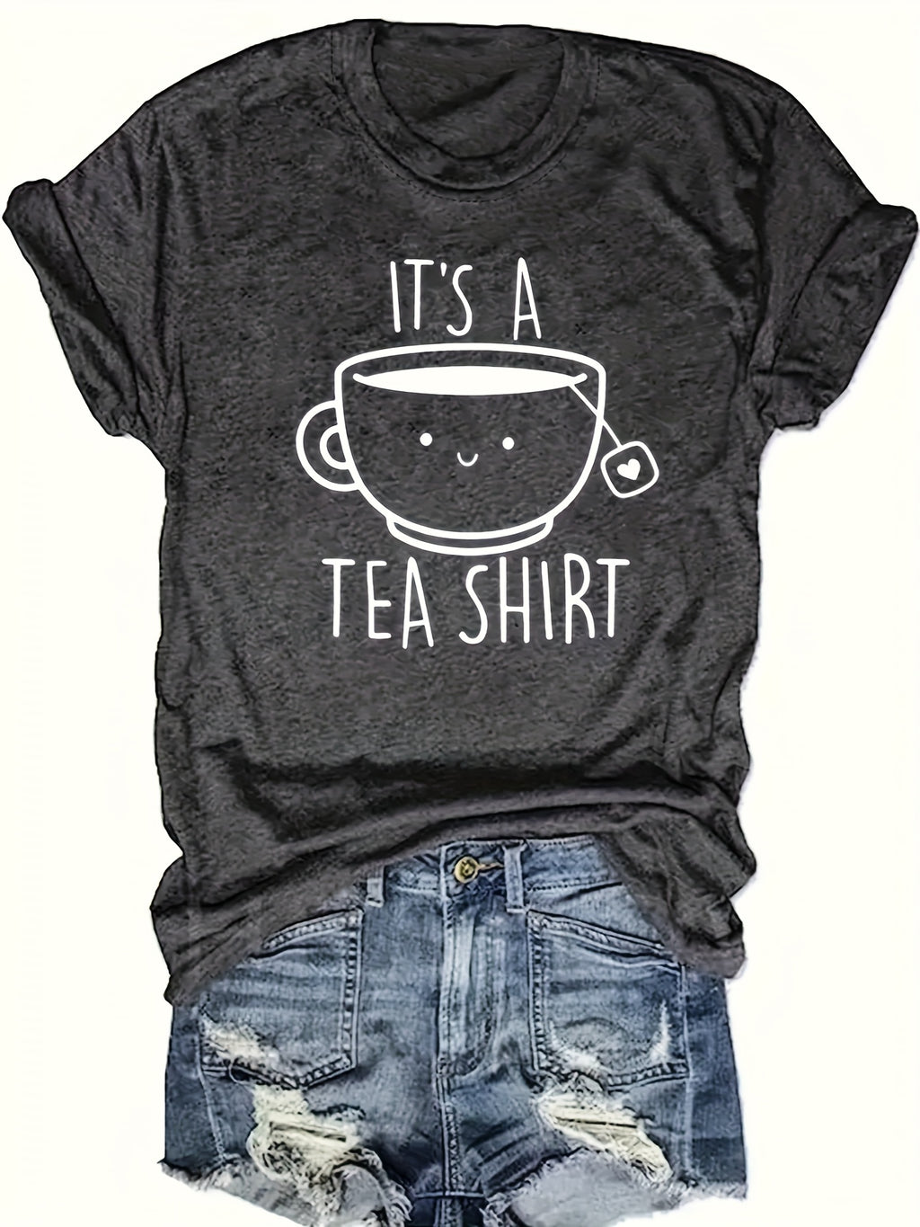 Cartoon Print Crew Neck T-Shirt for Women - Casual Short Sleeve Graphic Tee Spring Summer Everyday Wear Soft Stretch Top