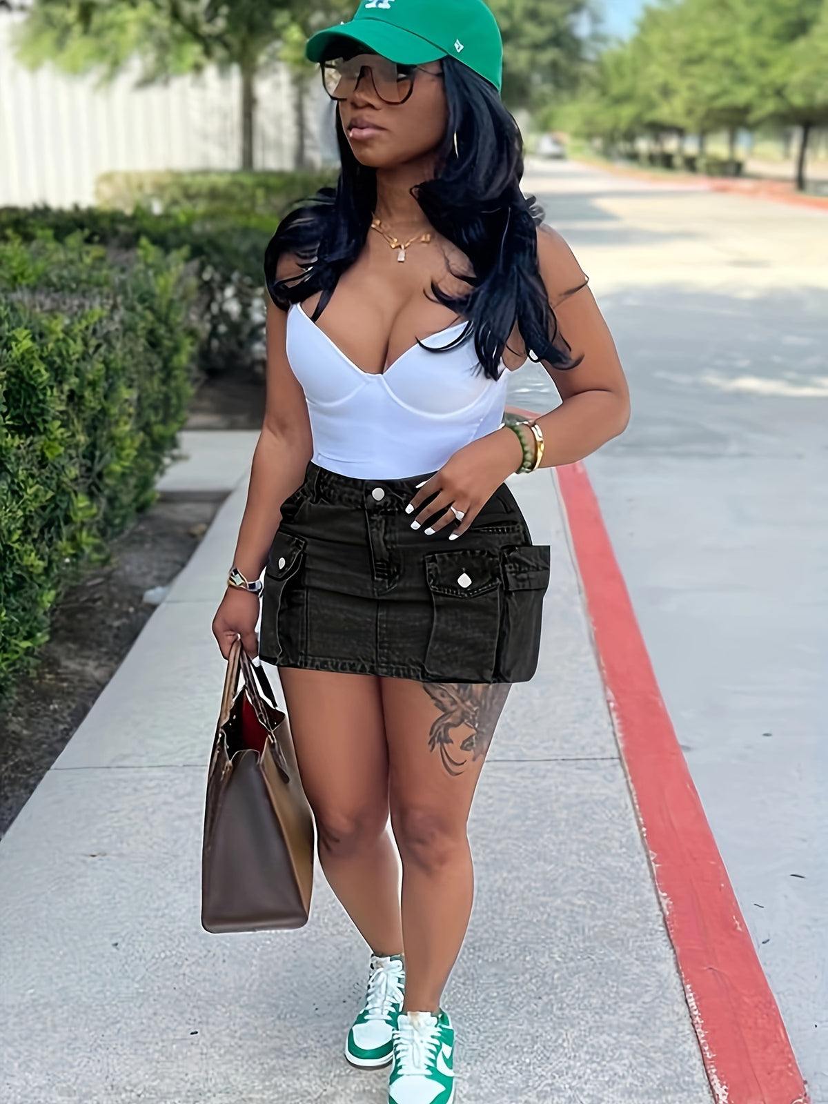 Cute Button Bodycon Low Waist Mini Cargo Denim Skirt Women with Pocket Light Blue Black Dark Blue S-XXL