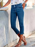 High Waisted Stretch Denim Capri Jeans for Women – Flattering Cropped Fit, Button Zipper Fly, Casual All-Season Comfort, S-XXL
