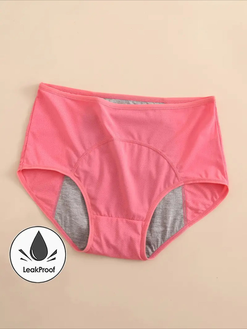 6 Pack Plus Size Leakproof Period Panties Women High Waist Tummy Control Stretch Nylon Blend Solid Color Underwear