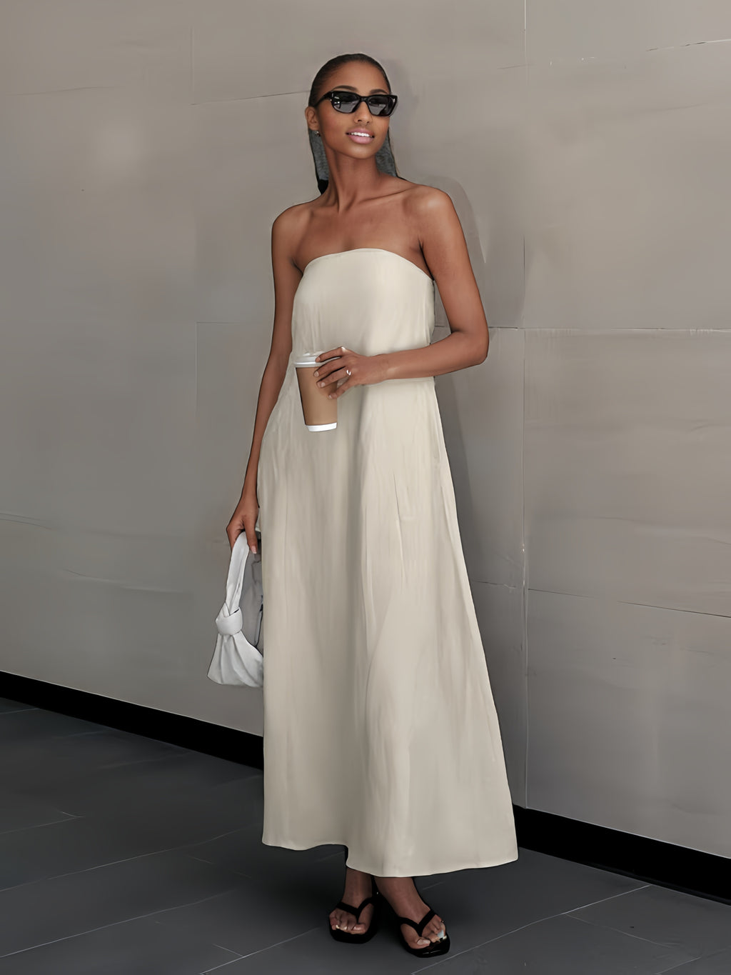 Women's Linen Beach Sundress Backless Sleeveless Wrap High Waist A-Line Flowy Casual Summer Vacation Dress