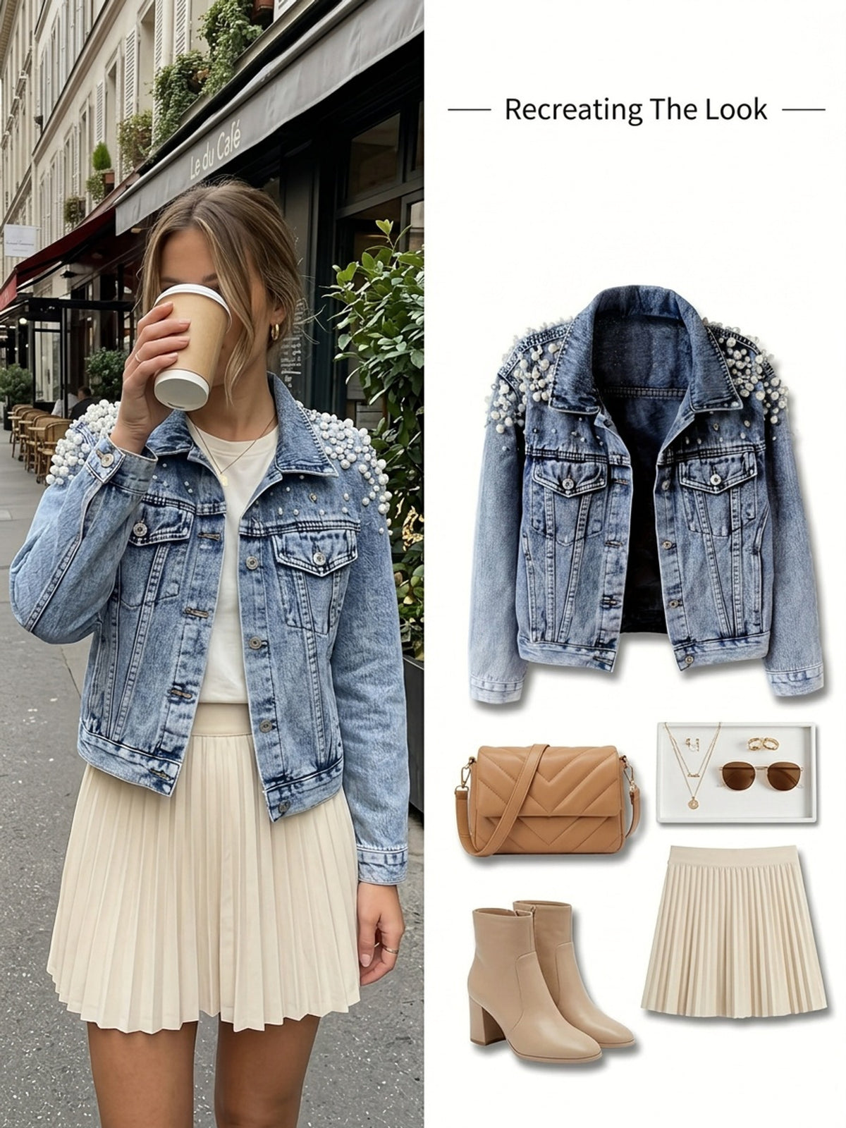 Pearl Neck Elastic Denim Jacket Women Loose Casual Long Coat Raglan Sleeve Lapel Flared Hem Light Blue Spring Autumn Outerwear
