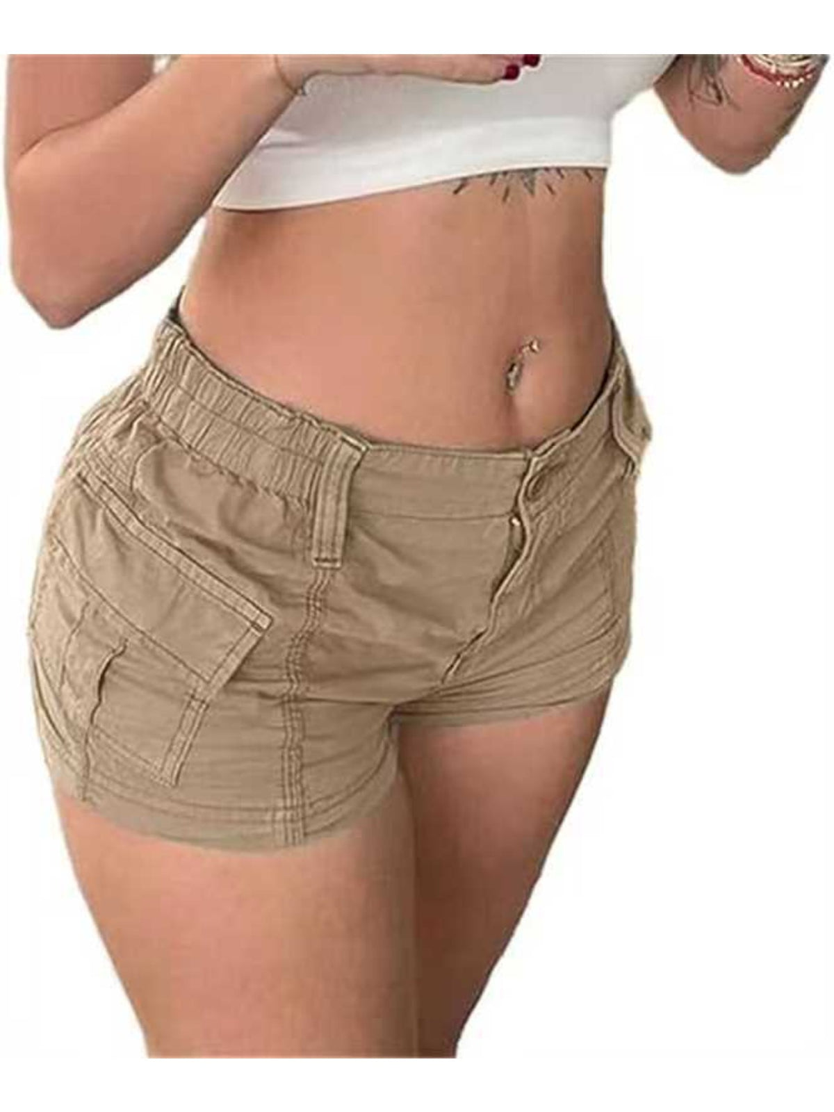 Cargo Multi-Pocket Denim Shorts Women Solid Color Durable Outdoor Hiking Daily Casual Jean Shorts Multiple Sizes