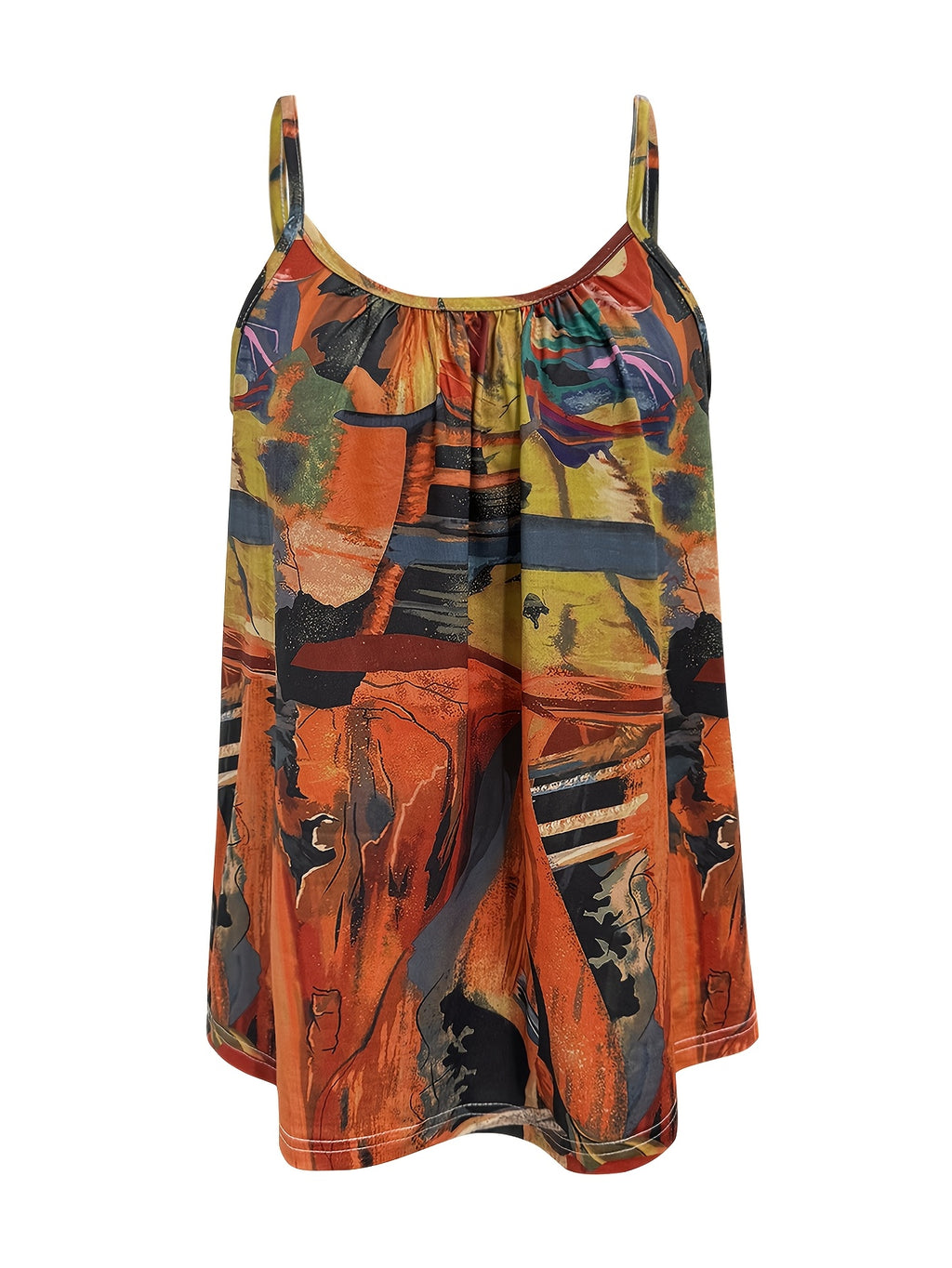Women's Boho Abstract Print Spaghetti Strap Camisole Tank Top Casual Summer Resort Vacation Vest
