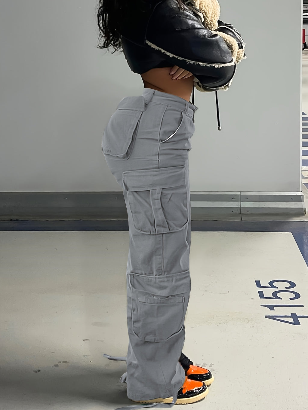 Low Waist Cargo Denim Pants Women Street Hip-Hop Style Multi Pocket Wide Leg Workwear Casual Jeans Apricot Grey Khaki S-XXL