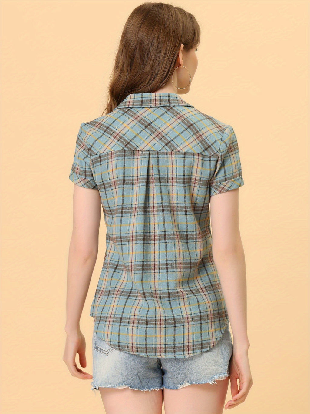 Western Plaid Button Shirt for Women | Classic Flannel Checkered Long Sleeve Top | Casual Country Style Blouse | Machine Washable Women's Plaid Shirt