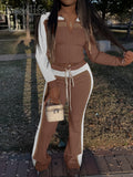 2 Piece Set Women Chic Long-Sleeve Top and Pants Ensemble Casual Spring Everyday Outings Gatherings Stylish Matching Outfit S-XXL