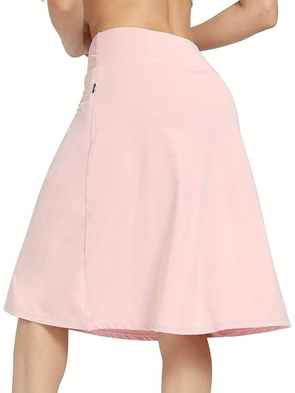 Women's Office Midi Skirt Built-in Shorts Hidden Drawstring Zip Pocket Business Casual Skirt with Shorts Lining Versatile Everyday