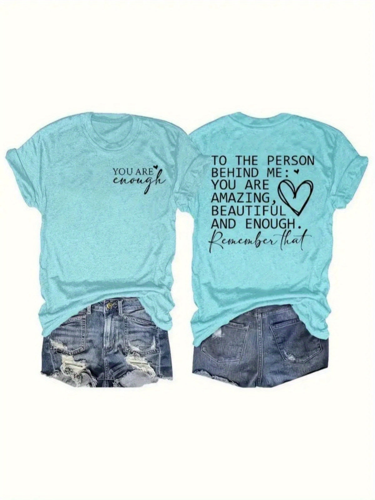 Geometric Print Crop Top Women Round Neck Short Sleeve Sky Blue Loose Casual S-XXL