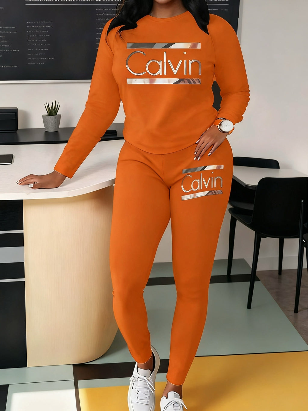 Women's Letter Print 2pcs Set Oversized Round Neck Sweatshirt & Wide-Leg Pants Casual All-Season Soft Knit Matching Outfit Work Everyday